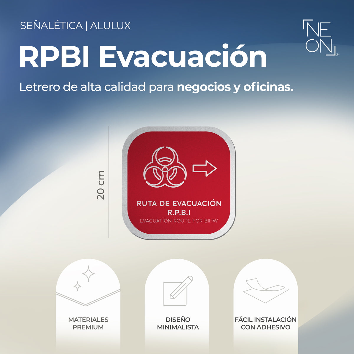Señalética RPBI ruta evacuación Alulux