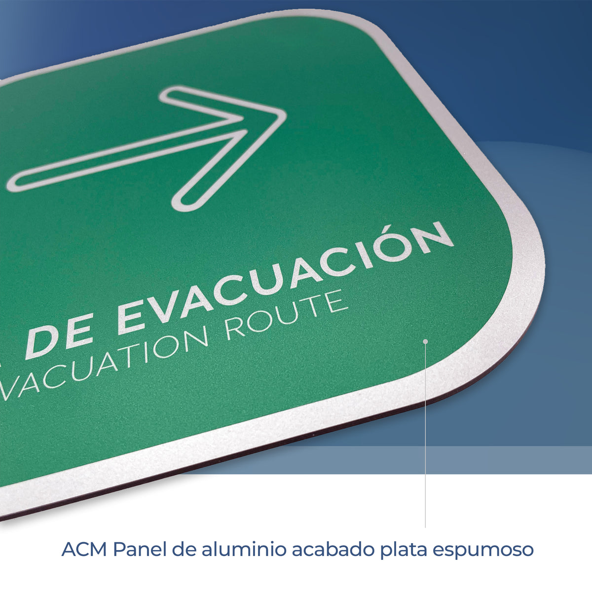 Señalética Ruta evacuación Flecha derecha Alulux