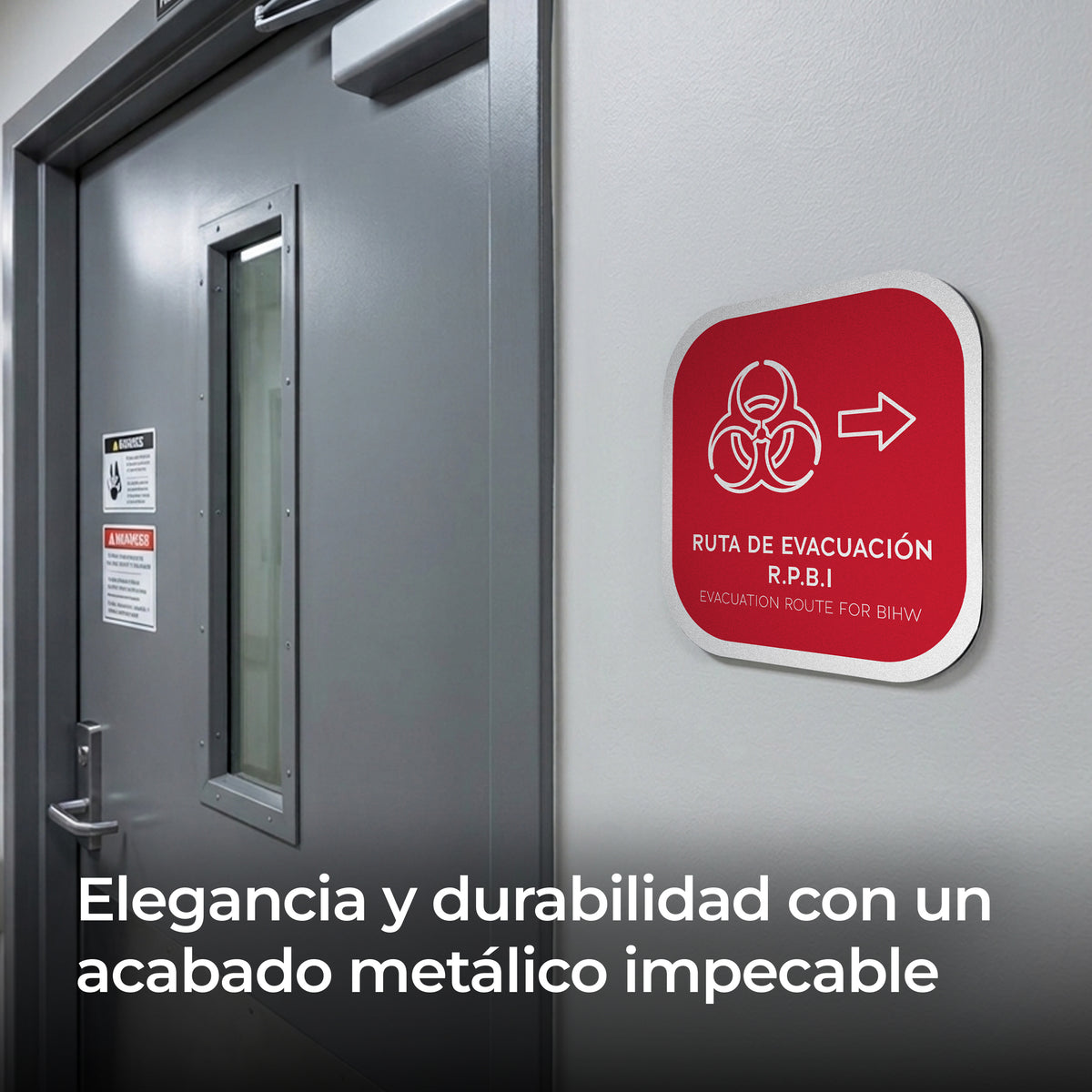 Señalética RPBI ruta evacuación Alulux