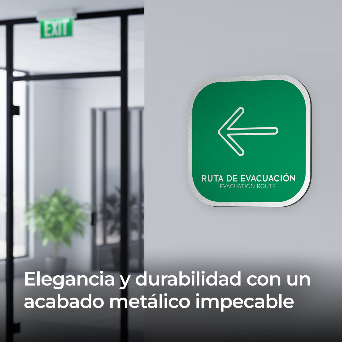 Señalética Ruta evacuación Flecha izquierda Alulux