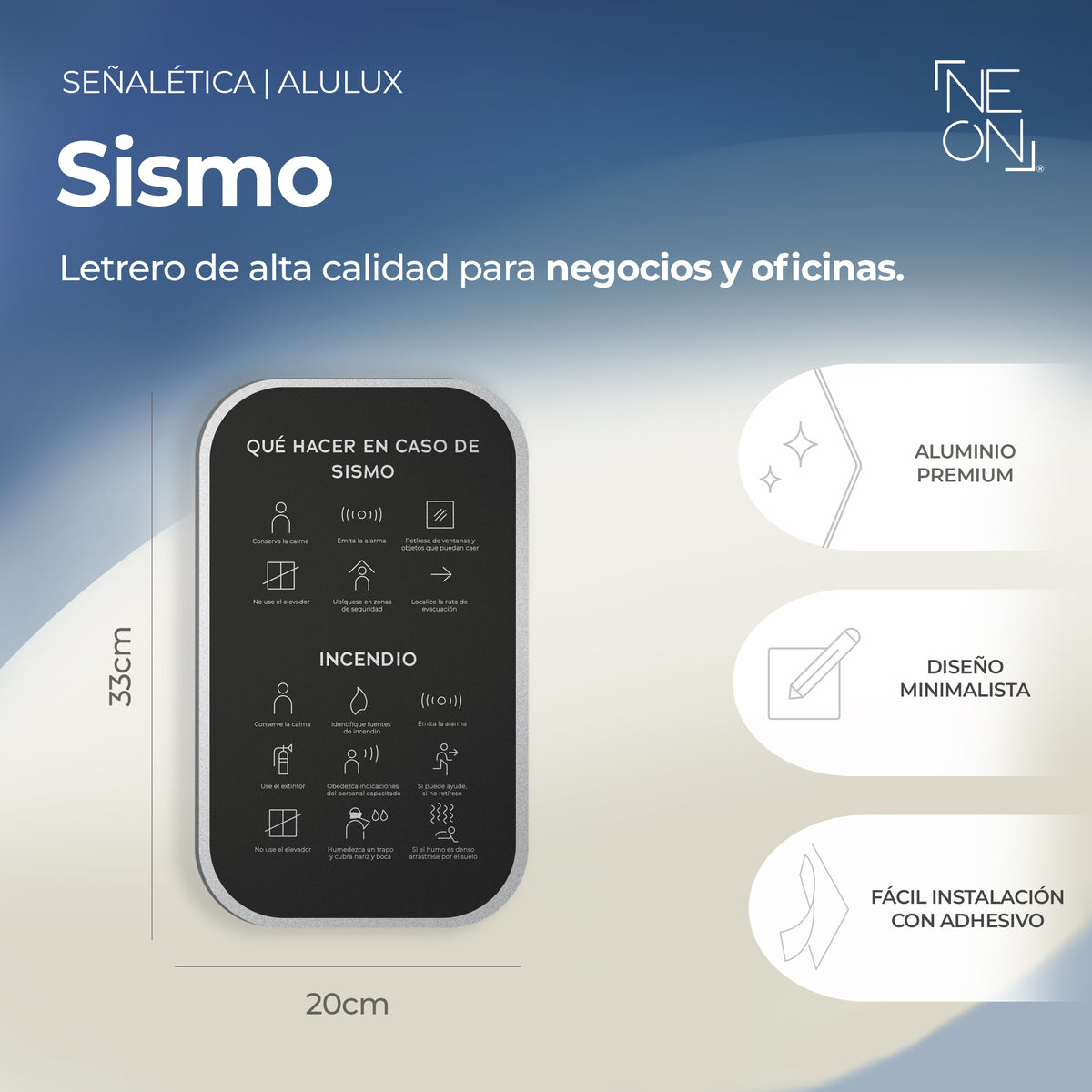 Señalética Que hacer en caso sismo Alulux