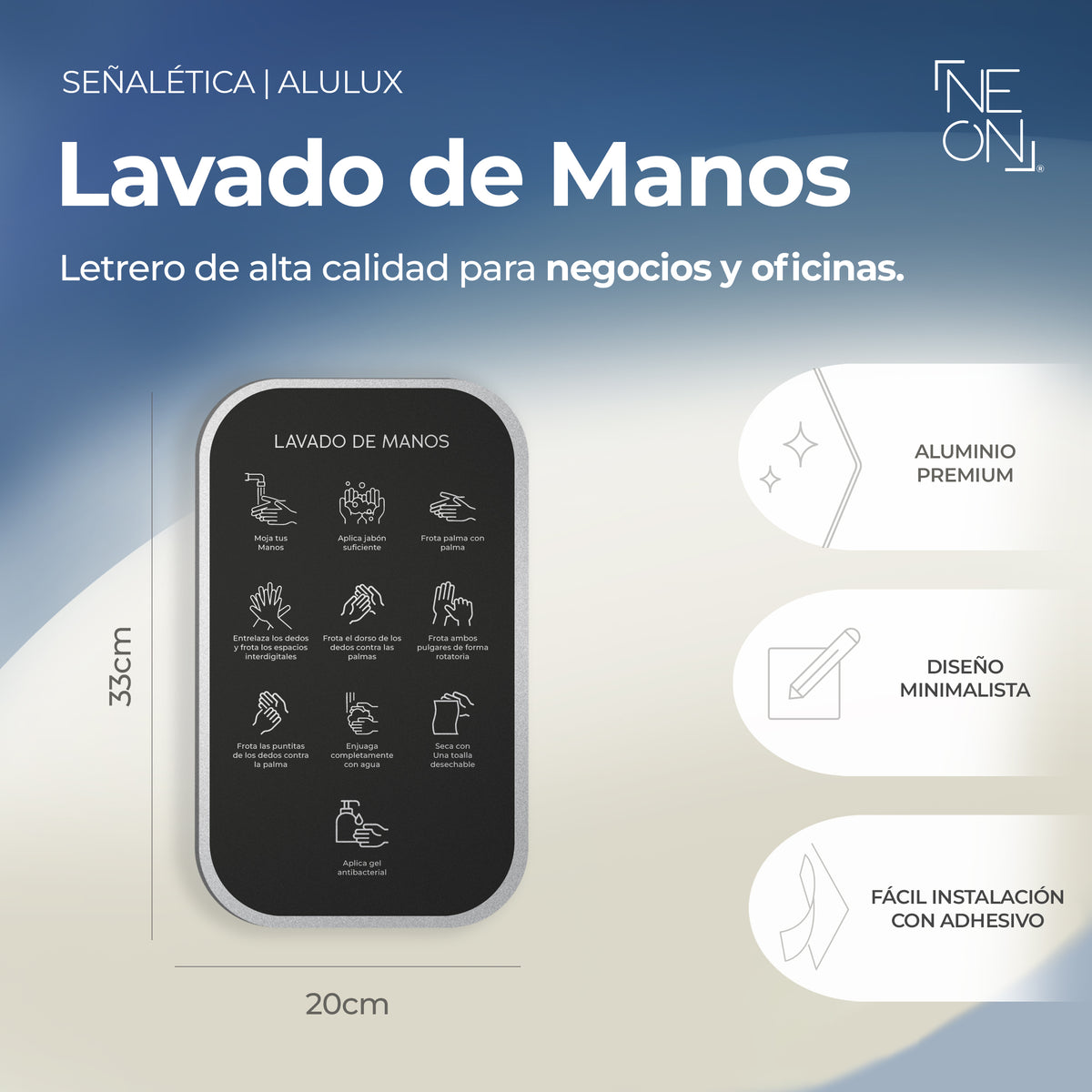 Señalética Lavado Manos Alulux