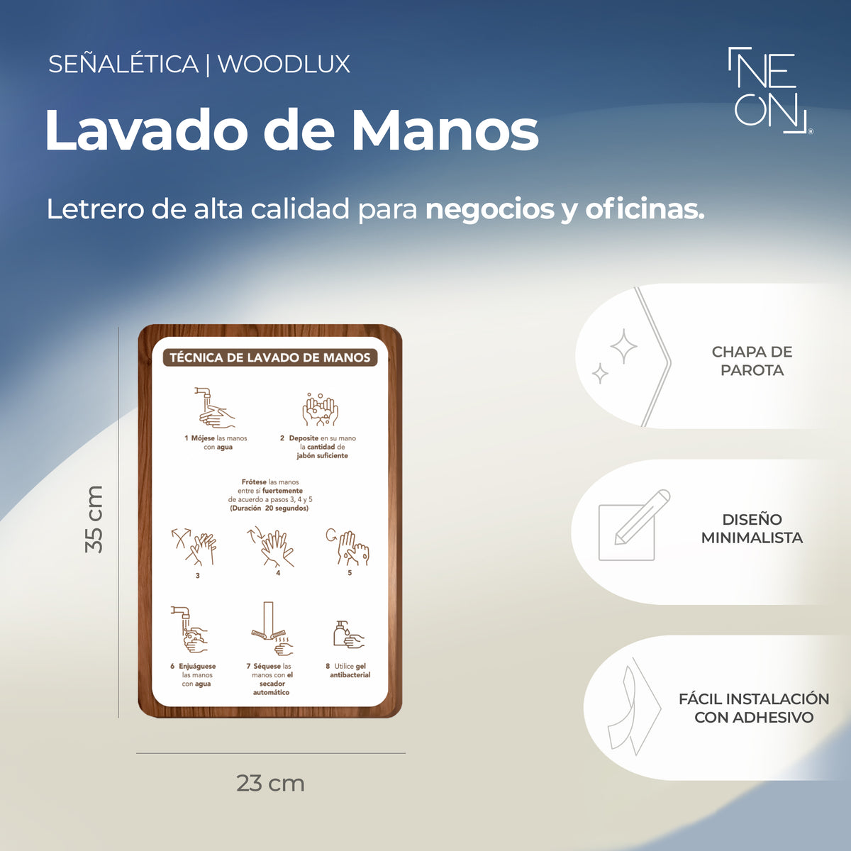 Señalética Lavado de Manos Woodlux