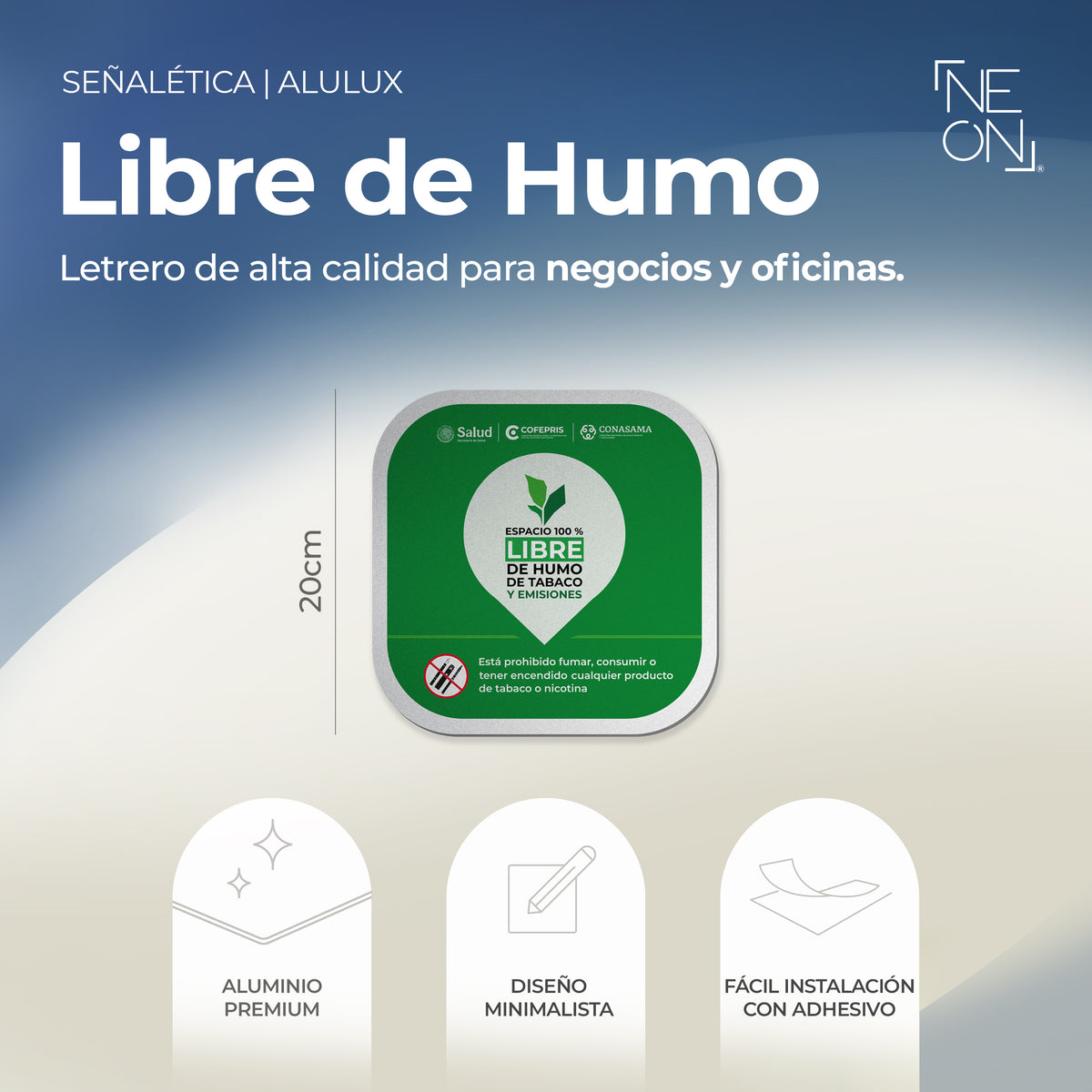 Señalética Cofepris libre de humo Alulux