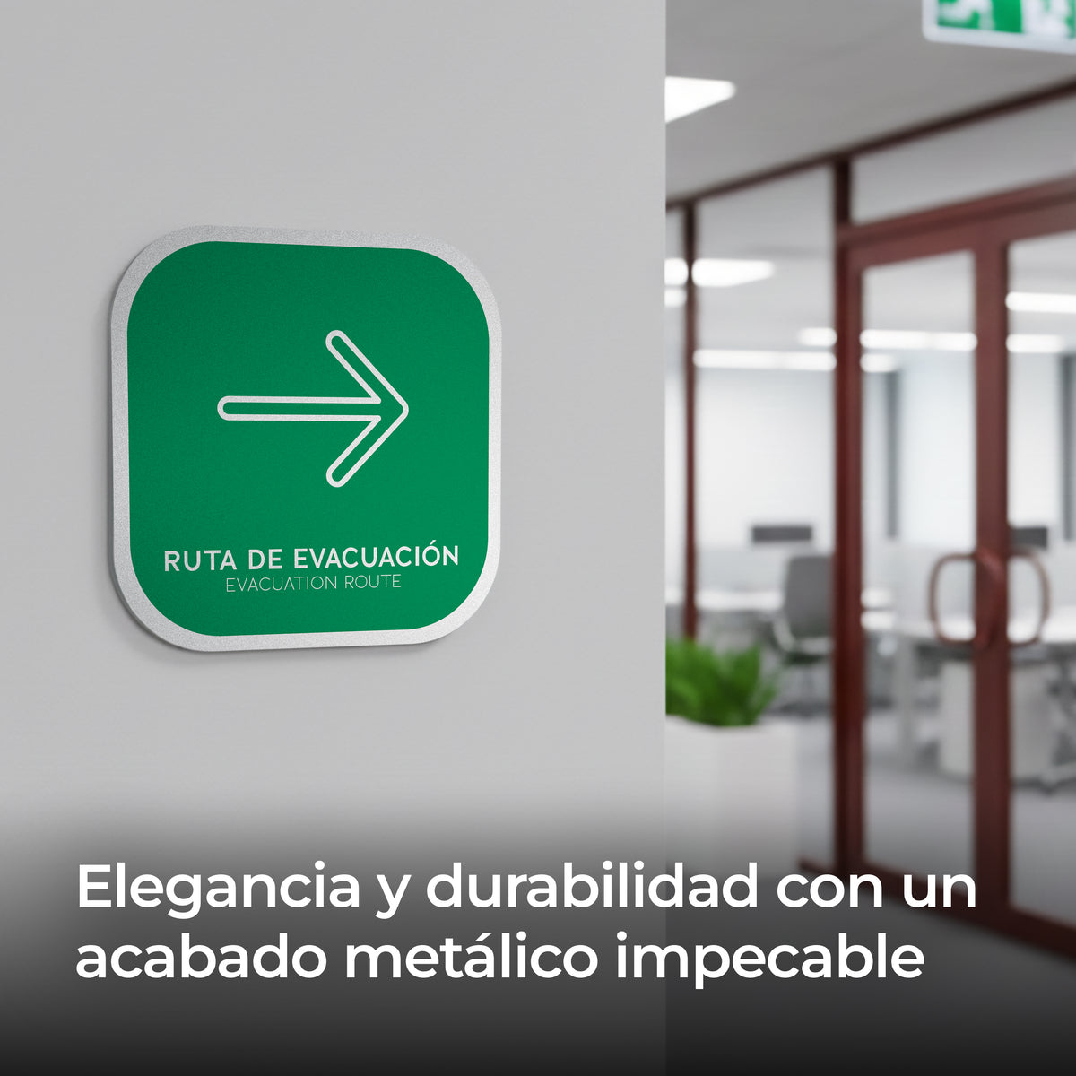 Señalética Ruta evacuación Flecha derecha Alulux