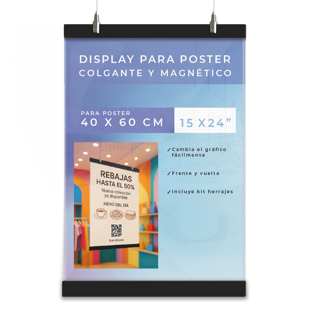 Display magnético poster 40x60cm Klicko