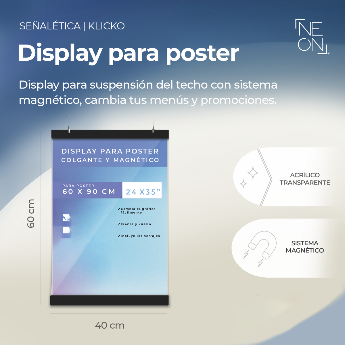 Display magnético poster 60x90cm Klicko