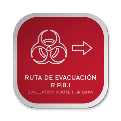 Señalética RPBI ruta evacuación Alulux